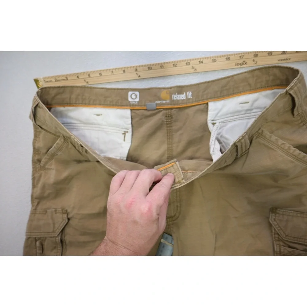 Carhartt Cargo Shorts Mens 42 Tan Force Relaxed Fit Ripstop Workwear Excellent